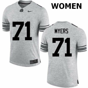 NCAA Ohio State Buckeyes Women's #71 Josh Myers Gray Nike Football College Jersey TRG1045BB